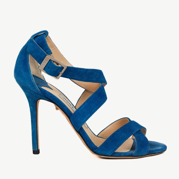 Jimmy Choo Lottie Aegean Suede Strappy Sandals - Picture 1 of 9